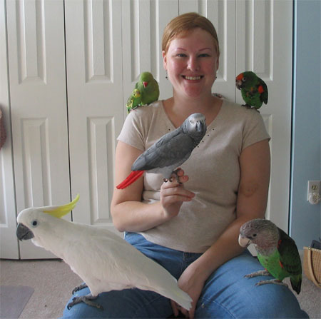 Brandie & her bubbios (that's what she calls her birdies) :-)